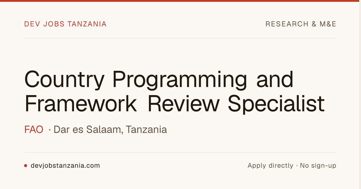 Country Programming and Framework Review Specialist — FAO